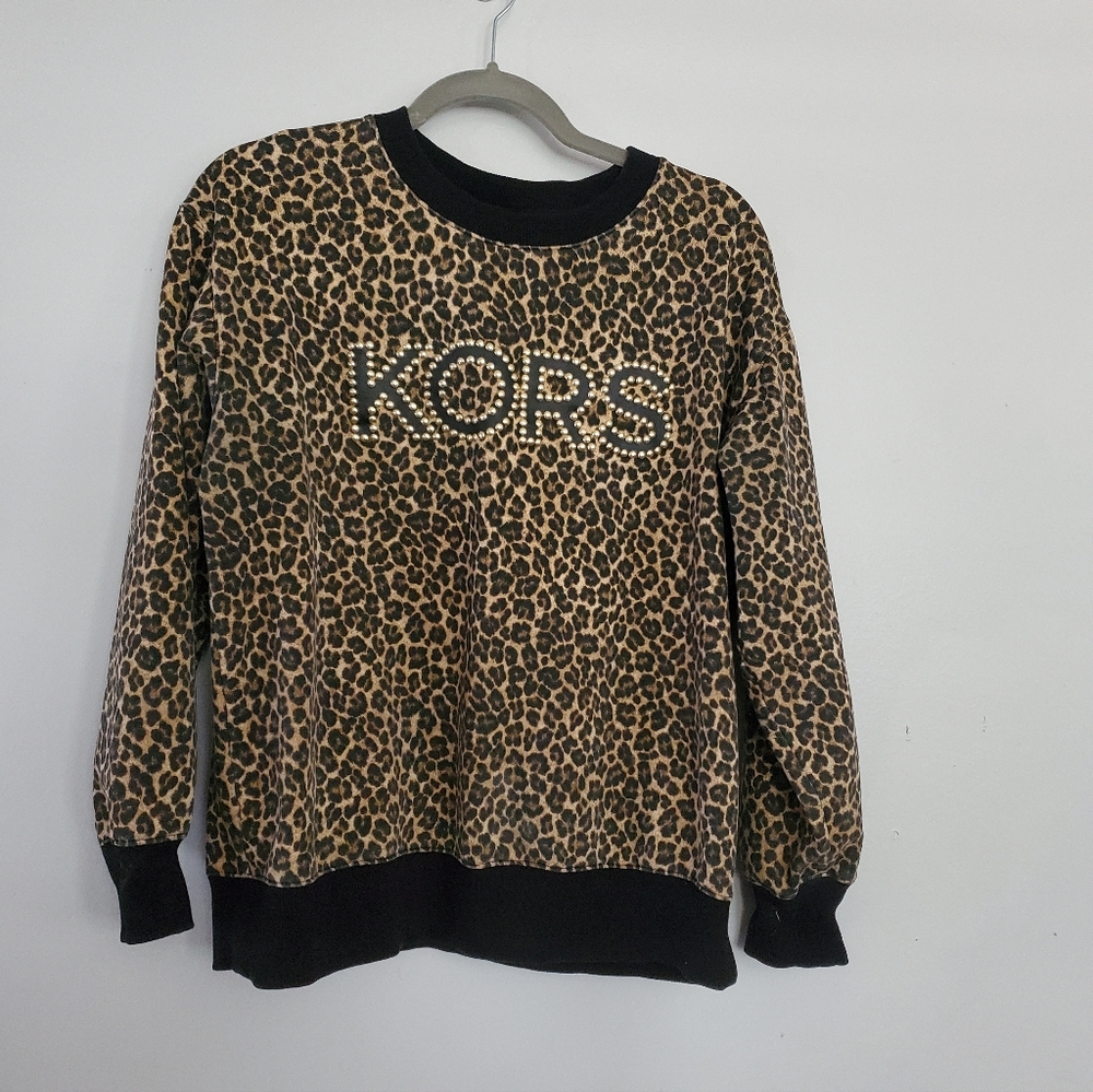 MICHAEL Michael Kors Leopard Print Studded Sweatshirt
